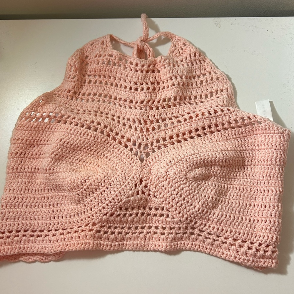 Pink Crochet Crop Top